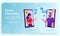 Vector banner friendly man and woman online chat