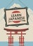 Vector banner for Learn Japanese with Torii Gate