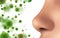 vector banner. nose and particles, bacteria, viruses. protection against allergies and diseases