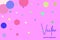 Vector banner with random, chaotic, scattered colorful circles on pink background