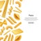 Vector banner realistic pasta types background illustration