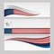 Vector banner with USA flag. Set of abstract backgrounds for American holiday. Vector illustration.