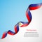 Vector banner in white and blue colors and waving ribbon with flag of Philippines. Template for poster design, brochures