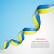 Vector banner in white and blue colors and waving ribbon with flag of Ukraine. Template for poster design, brochures
