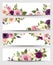 Vector banners with colorful roses, lisianthus and anemone flowers.