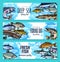 Vector banners for fishing or fish sea life