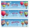 Vector banners for hot air balloon tourism voyage