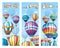 Vector banners for hot air balloon travel tour