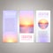 Vector banners set with sunset concept with compas