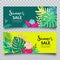 Vector Banners Summer tropical leaf sale collection