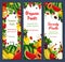 Vector banners of tropical fruits or fresh berries