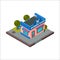 Vector barber shop isometric building isolated