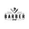 Vector Barber shop vintage logo with gentleman face isolated on a white background