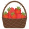 Vector Basket with Strawberries. Vector Strawberry.