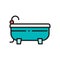 Vector bath, bathtub flat color line icon.
