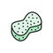 Vector bath sponge flat color line icon.