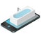 Vector bath tub in mobile phone. Isometric modern bathtub filled with water.