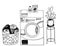 Vector bathroom interior set of sink with locker, washer and mirror