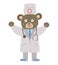 Vector bear doctor in medical hat with stethoscope. Cute funny animal character. Medicine picture for children. Healthcare icon