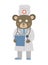 Vector bear doctor with stethoscope writing an anamnesis. Cute funny animal character. Medicine picture for children. Healthcare