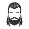 Vector of bearded man face, with mustache, long hair