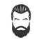 Vector of bearded man face, with mustache, pompadour