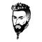 Vector bearded men face hipster head with haircuts, mustaches and beards. For Silhouettes or avatars, emblems and icons, labels