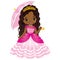 Vector Beautiful African American Princess in Pink Dress