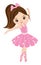 Vector Beautiful Ballerina in Pink Tutu Dress Dancing 