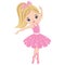 Vector Beautiful Ballerina in Pink Tutu Dress Dancing 