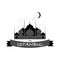 Vector beautiful black logo pattern with muslim blue mosque in i