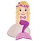 Vector Beautiful Blond Mermaid Sitting on Stone. Vector Mermaid 