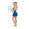 Vector beautiful cartoon woman tennis player