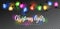 Vector beautiful colorful shining christmas lights garland isolated on dark background - decorative border