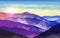 Vector beautiful colorful silhouettes of misty mountains with sun and clouds in the sky