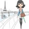 Vector beautiful fashion girl in Paris