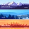 Vector beautiful landscape banner set. Horizontal banner concept for web design development, web page