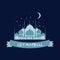 vector beautiful logo pattern with muslim blue mosque in istanbu