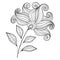 Vector Beautiful Monochrome Contour Flower