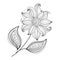 Vector Beautiful Monochrome Contour Flower