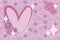 Vector beautiful pink love tender sweet cute postcard with heart, flowers and flowers