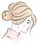 Vector beautiful sophisticated woman`s profile with red lipstick and hair tied in a bun