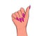 Vector Beautiful woman's hands with pink nails. Stylish trendy female manicure. Design for Beauty salon