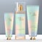 Vector Beauty or Skin Care Screw Cap Hand Cream Tube & Transparent Body Mist Spray Bottle Packaging