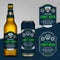 Vector beer labels. Aluminum can and glass bottle mockups