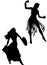 Vector belly dancing black woman silhouette on white