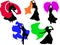 Vector belly dancing black woman silhouette on white