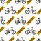 Vector bicycles vintage style old bike seamless pattern background transport illustration