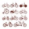 Vector bicycles vintage style old bike transport retro ride vehicle summer cycle transportation illustration