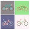 Vector bicycles vintage style old bike transport retro ride vehicle summer cycle transportation illustration